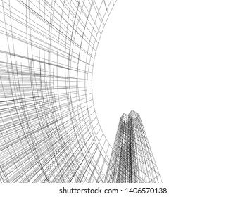 Abstract architecture building 3d vector illustration