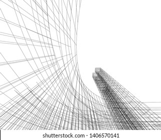 Abstract architecture building 3d vector illustration