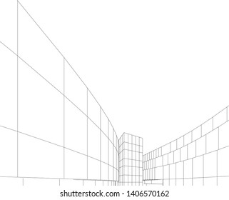 Abstract architecture building 3d vector illustration