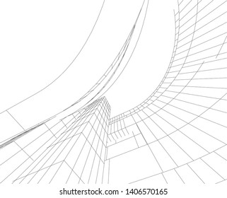 Abstract architecture building 3d vector illustration