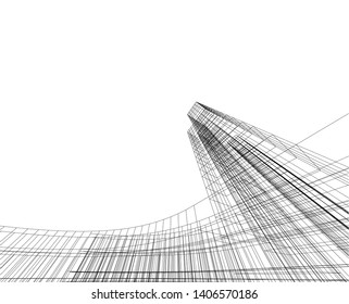 Abstract architecture building 3d vector illustration