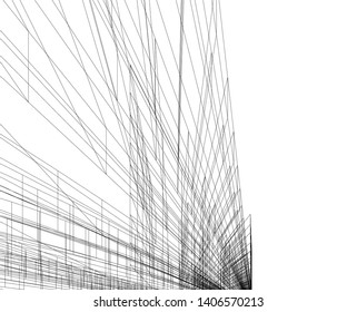 Abstract architecture building 3d vector illustration