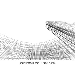 Abstract architecture building 3d vector illustration