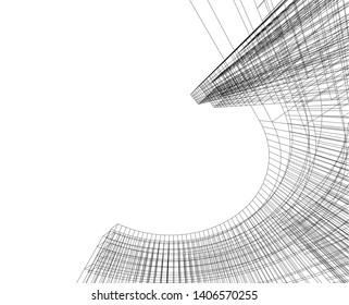 Abstract architecture building 3d vector illustration