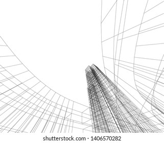 Abstract architecture building 3d vector illustration