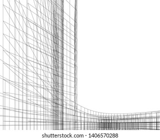Abstract architecture building 3d vector illustration