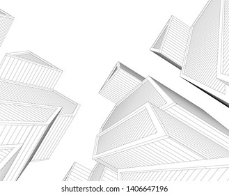 Abstract architecture building 3d vector illustration