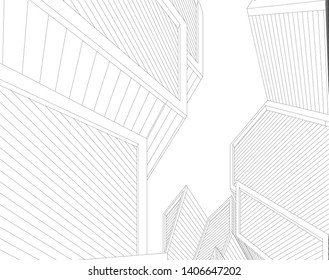Abstract architecture building 3d vector illustration