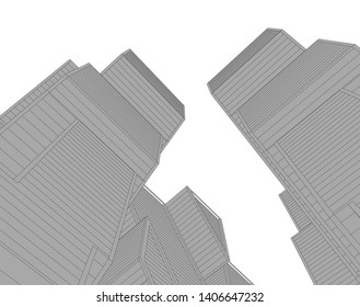 Abstract architecture building 3d vector illustration