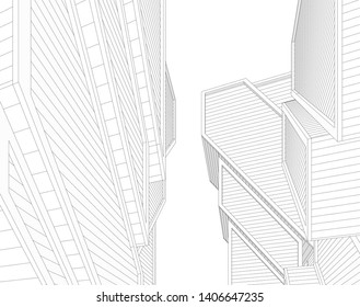 Abstract architecture building 3d vector illustration