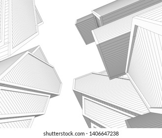 Abstract architecture building 3d vector illustration