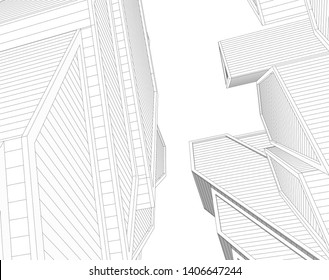 Abstract architecture building 3d vector illustration
