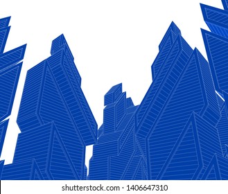 Abstract architecture building 3d vector illustration
