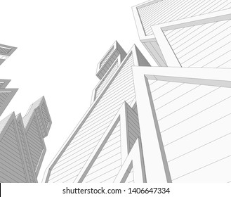 Abstract architecture building 3d vector illustration