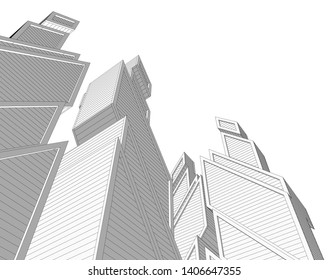 Abstract architecture building 3d vector illustration