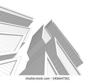 Abstract architecture building 3d vector illustration