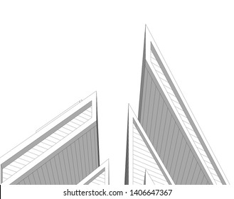 Abstract architecture building 3d vector illustration