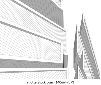 Abstract architecture building 3d vector illustration