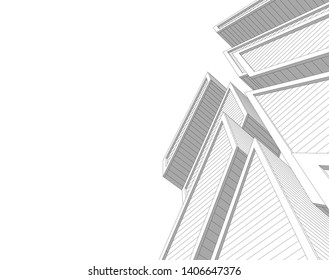 Abstract architecture building 3d vector illustration