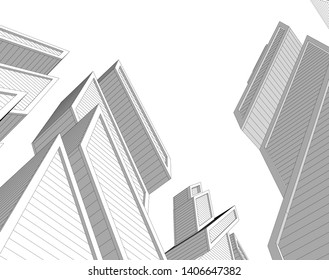 Abstract architecture building 3d vector illustration