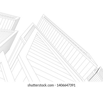 Abstract architecture building 3d vector illustration