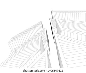 Abstract architecture building 3d vector illustration