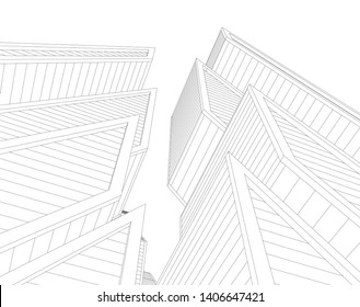 Abstract architecture building 3d vector illustration