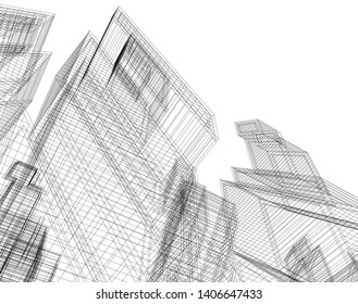Abstract architecture building 3d vector illustration