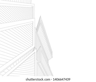 Abstract architecture building 3d vector illustration