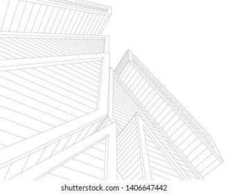 Abstract architecture building 3d vector illustration
