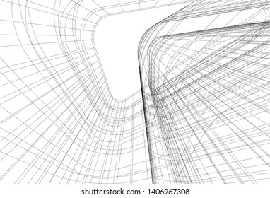Abstract architecture building 3d vector illustration