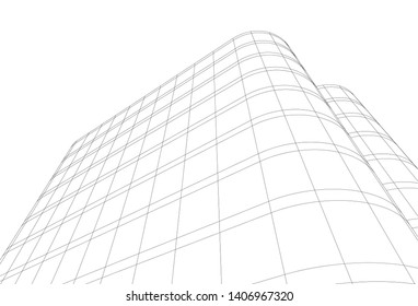 Abstract architecture building 3d vector illustration