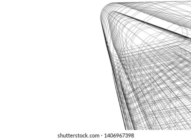 Abstract architecture building 3d vector illustration