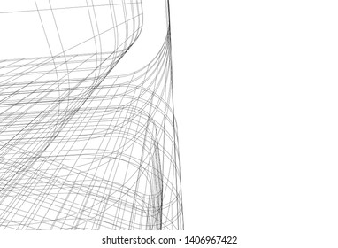 Abstract architecture building 3d vector illustration