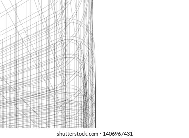 Abstract architecture building 3d vector illustration