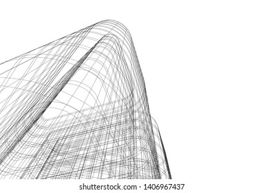 Abstract architecture building 3d vector illustration