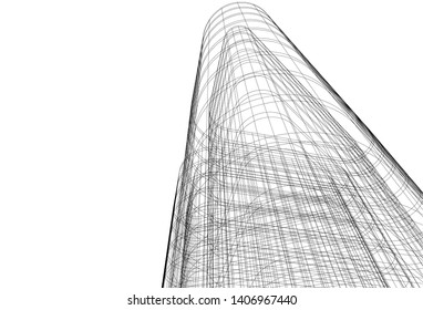 Abstract architecture building 3d vector illustration