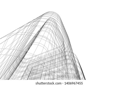 Abstract architecture building 3d vector illustration