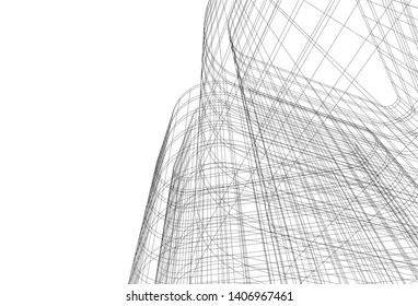 Abstract architecture building 3d vector illustration
