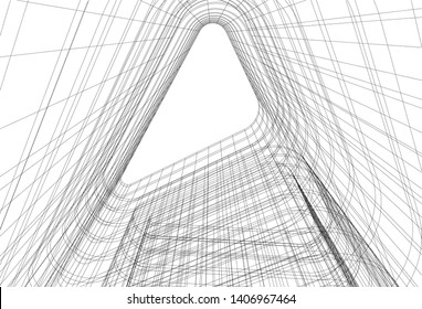 Abstract architecture building 3d vector illustration