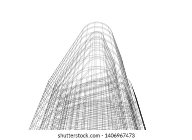 Abstract architecture building 3d vector illustration