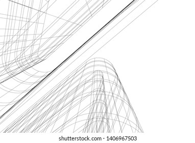 Abstract architecture building 3d vector illustration