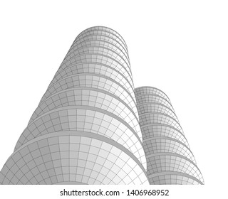 Abstract architecture building 3d vector illustration