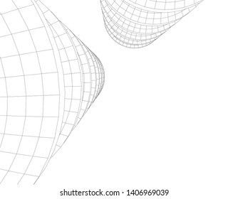 Abstract architecture building 3d vector illustration