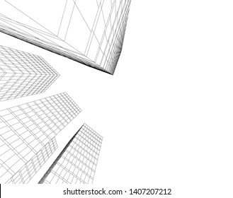 Abstract architecture building 3d vector illustration