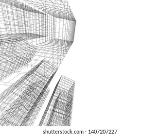 Abstract architecture building 3d vector illustration