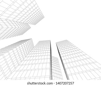 Abstract architecture building 3d vector illustration