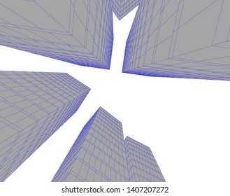 Abstract architecture building 3d vector illustration