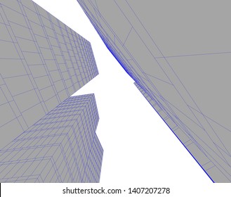 Abstract architecture building 3d vector illustration
