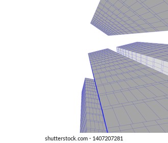 Abstract architecture building 3d vector illustration